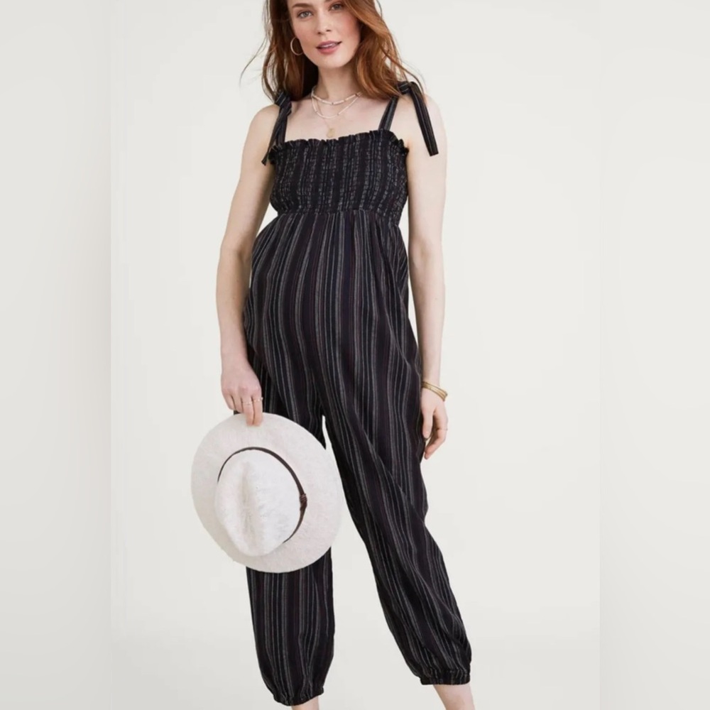 Hatch Jojo Jumpsuit in black stripe size 0